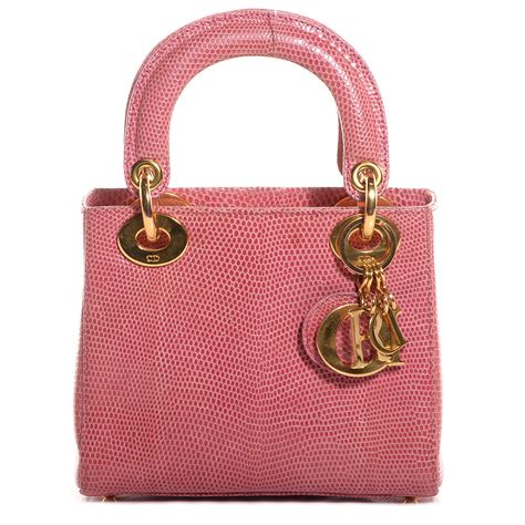 lady dior pink lizard bag